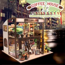 DIY миниатюрная мебель для кукольного дома кукольный домик легкий деревянный дом, игрушки для детей подарок счастье одна чашка кофе