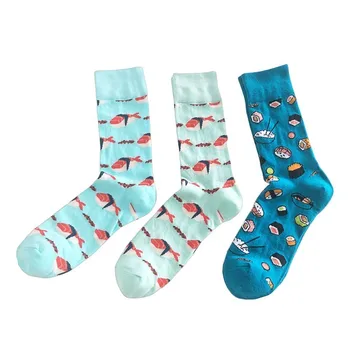 

PEONFLY Happy Socks Men Funny Creative Harajuku Sushi Cartoon Design Cotton Socks Japanese Crew Socks Novelty Life Sokken