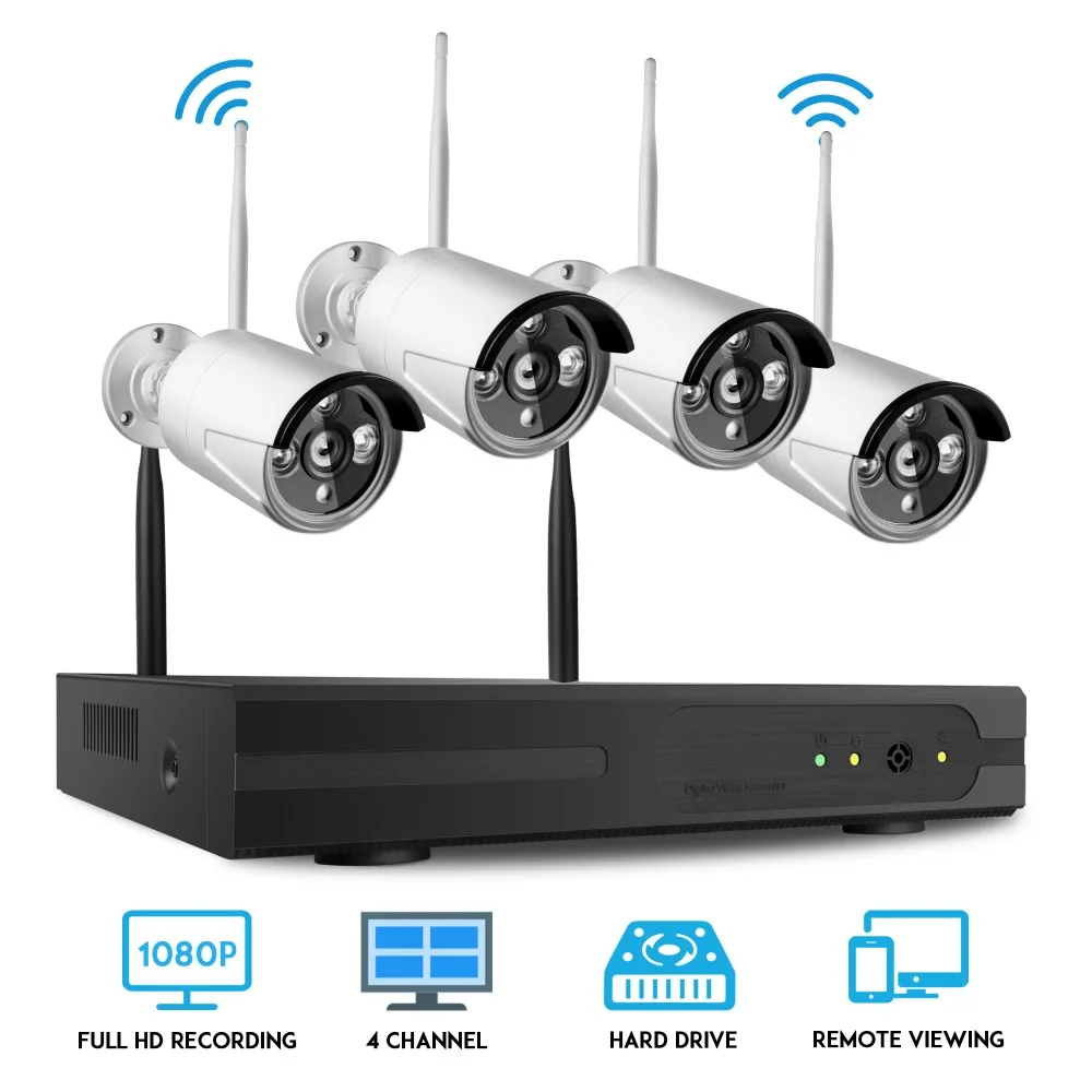 

BESDER Wireless Security Camera System 4CH NVR Kit 1080P HD Outdoor IP Camera Waterproof Wifi Surveillance CCTV Camera System