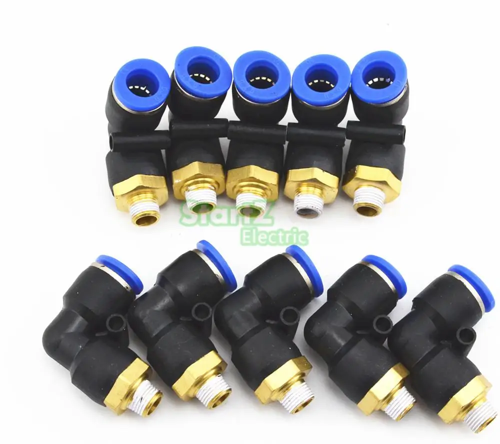 

10mm X 1/8'' Thread Pneumatic Male Elbow Connector Tube Air Push In Fitting 10Pcs
