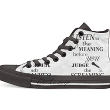Слушайте значение, прежде чем вы судите Кричащие Повседневные высокие холщовая обувь кеды для Прямая