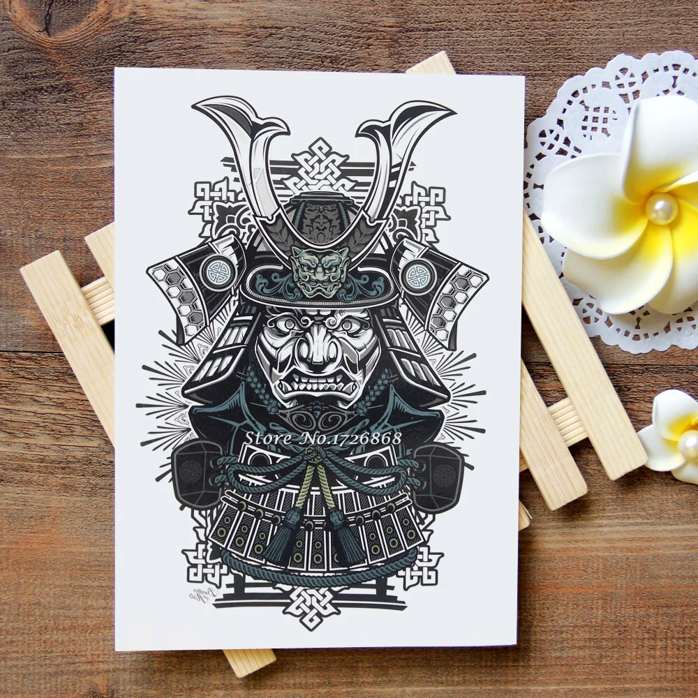 Waterproof Sementara Tato Stiker Jepang Samurai Tattoo Flash Air