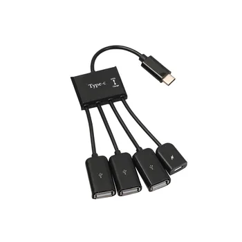 

Type C OTG Hub Cable Connector 4 Port USB for Smartphone Tablet PC USB 3.1 HUB in Black Drop Shipping l1206#2
