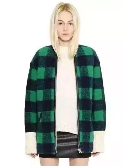 Mélanges 2015 vert Nervure Piste Feutre Épaule Chuté Automne Ardoisé Style Manchette Manteau Vérifier Gelicia rouge Femmes Col De Laine Mode ZqZpr1
