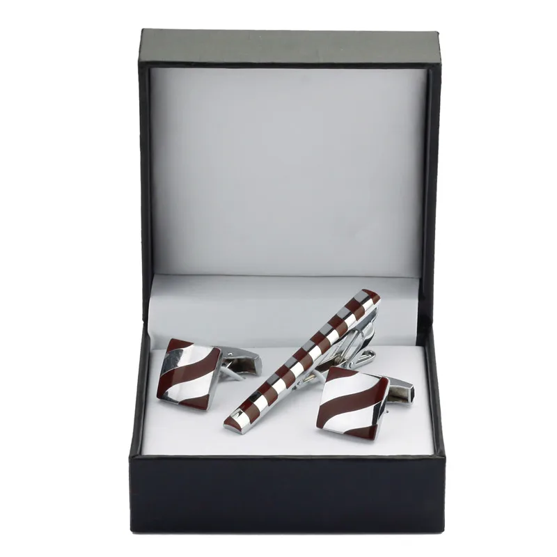 

A set of high quality French shirt cuff Cufflinks red twill Cufflinks tie clip box set free shipping