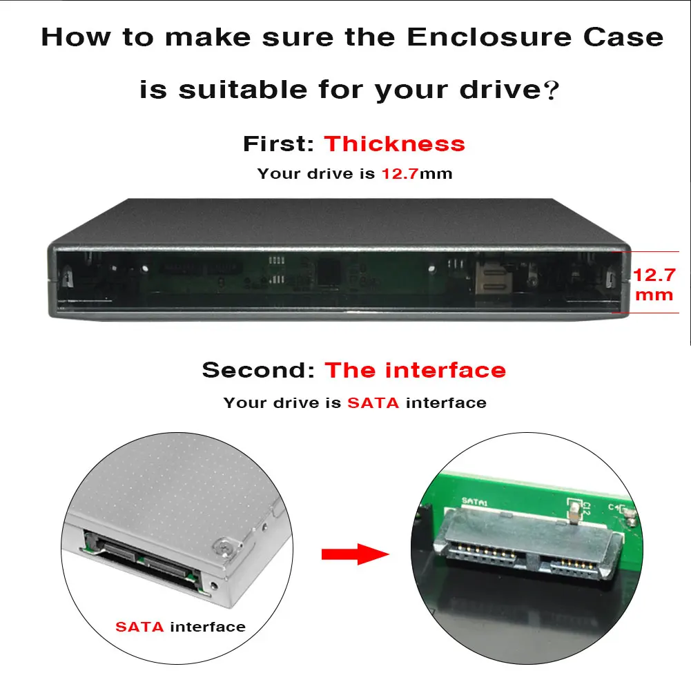 Настольный cd-rom USB 2,0 12,7 мм SATA 480 Мбит/с ПК ABS оптический привод чехол Портативный диск Корпус для DVD мобильный ноутбук