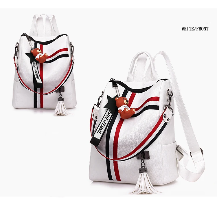 Ретро Модный женский рюкзак на молнии, кожаная школьная сумка высокого качества, сумка через плечо для молодежи, кожаные сумки с кисточками