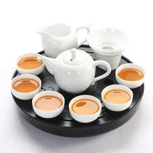 Чисто белый фарфоровый чайный набор кунг-фу китайский бытовой сухой чайный поднос офисный простой керамический чайник чашка чая, кружка
