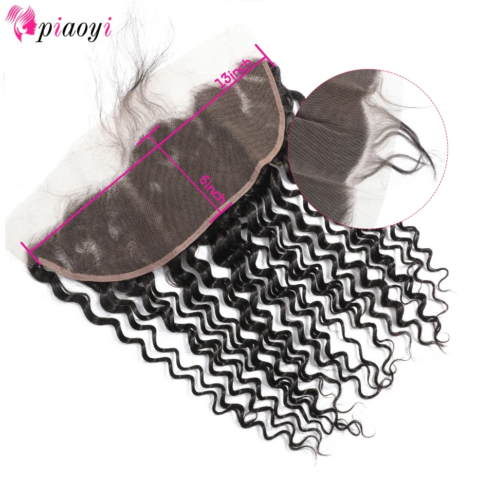 Piaoyi Malaysian 13x6 Lace Frontal Closure With Deep Wave Remy Hair Frontal Swiss Lace Bleached Knots Natural Color Piaoyi Malaysian 13x6 Lace Frontal Closure With Deep Wave Remy Hair Frontal Swiss Lace Bleached Knots Natural Color