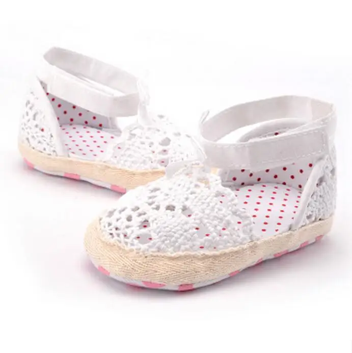 CHICHIMAO/брендовая Новинка; милая обувь принцессы для новорожденных девочек; летние сандалии для малышей; вязаная нескользящая обувь; Размеры 0-18 M - Цвет: White