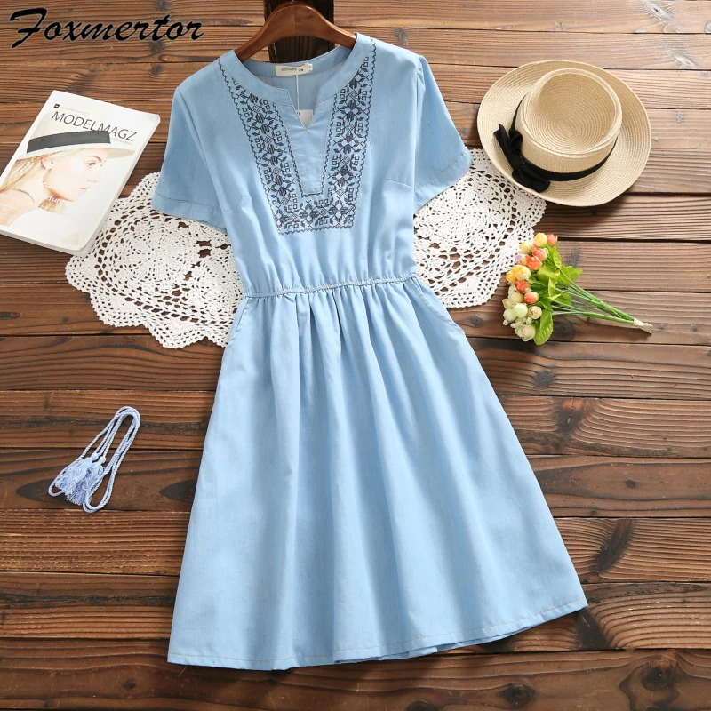 

High Quality Autumn Summer Denim Dress Clothing Women Jeans Dress Elegant Spring Slim Cowboy Casual Dresses Vestidos E139