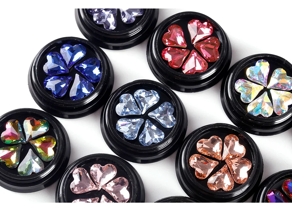 Blueness 5 шт. в форме сердца сверло 10 цветов K9 стекло Алмаз Дизайн ногтей Стразы Блеск для ногтей хрустальные камни PJ663-673