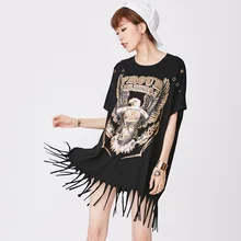 Женская летняя модная свободная черная футболка с принтом в виде орла, повседневный женский топ, Футболка с рукавами «летучая мышь»