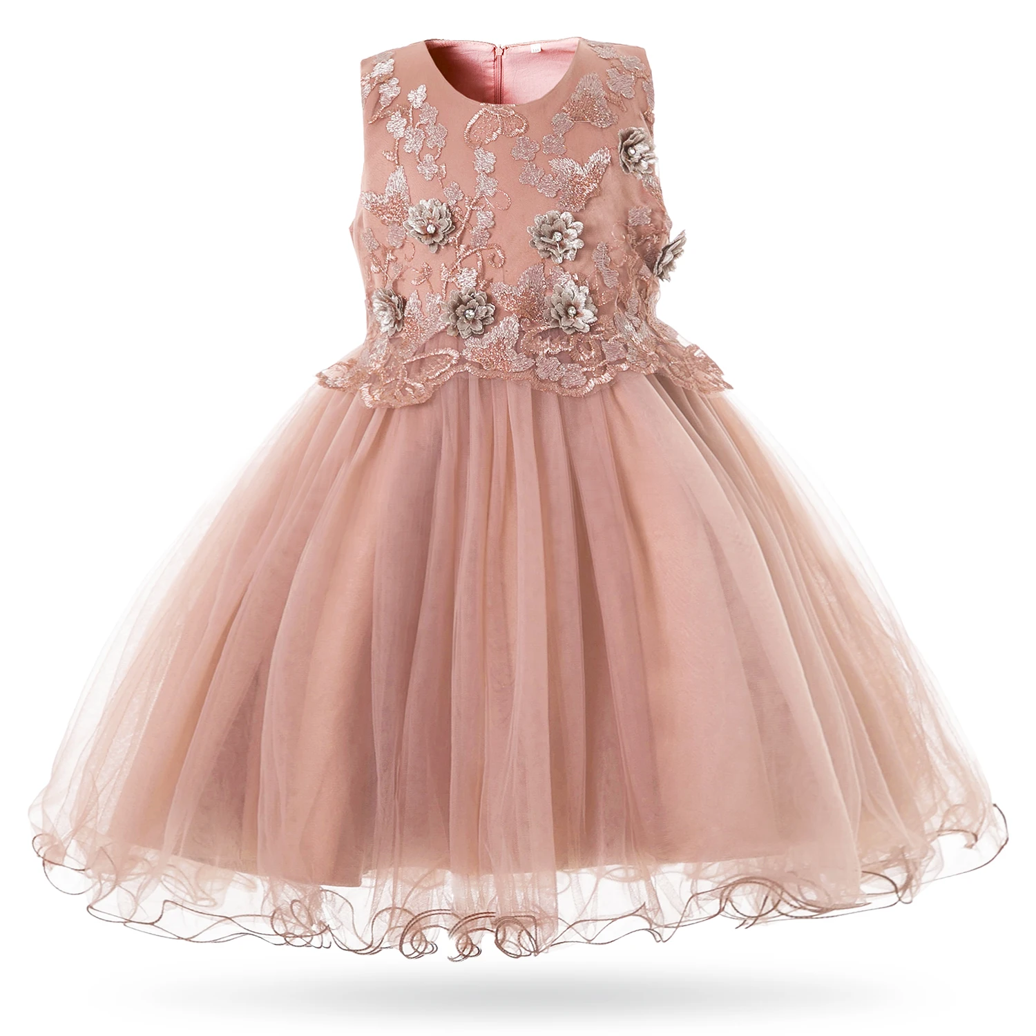 Пестрые вечерние платья для девочек; торжественные Платья с цветочным узором для девочек на свадьбу и День рождения; элегантное бальное платье принцессы из тюля без рукавов для От 2 до 11 лет