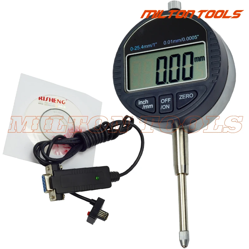 

0-25.4 0.01mm 1inch digital indicator with output datalink electronic indicator with RS232 (9holes) data cable