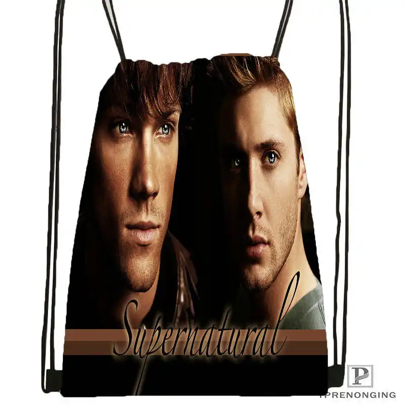 Drawstring Backpack Пользовательские сверхъестественная ТВ походная сумка на шнурке милый рюкзак для детей(черная спина) 31x40 см#180531-02-48 - Цвет: Drawstring Backpack