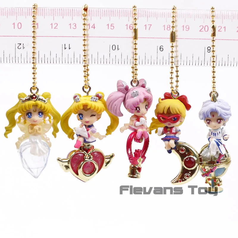 

5pcs Japan Anime Action Figure Twinkle Dolly Sailor Moon Guardian Chibi Keychain Cute Kawaii Cartoon Pendant Bag Xmas Gift Toy