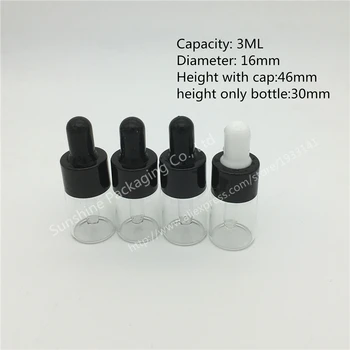 

Hot sale Wholesale 200PCS Clear EYE DROPPER BOTTLE 3ml ESSENTIAL OIL BOTTLE Essence Oil Bottles DUTE-L Essenti