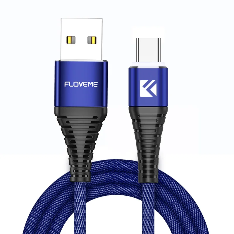 FLOVEME Тип usb C кабель для samsung Galaxy S9 S8 Примечание 8 плюс Быстрая зарядка кабель для Xiaomi Mi 5 Oneplus 6 тип usb-C кабель 1 м переходник кабель usb type c переходник тип- c - Цвет: Синий