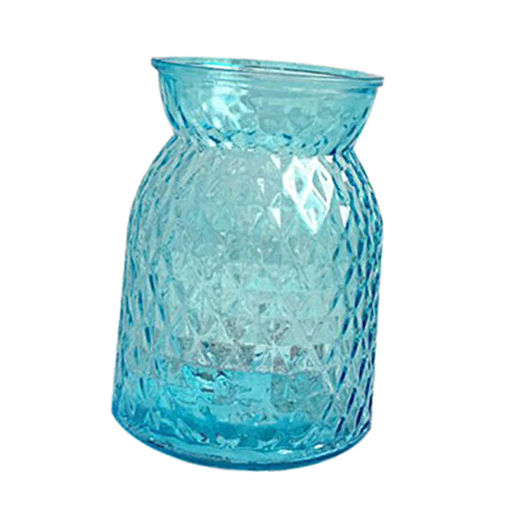 Colorful Glass Dried Flower Vase Hydroponic Container Bottle for Home Room Table Decor Office Shop Cafe Club Ornament