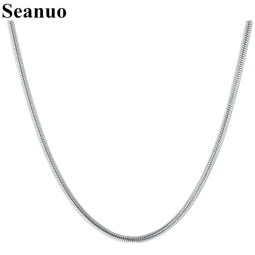 Seanuo 2pcs/set 2MM 41 61CM stainless steel snake chain necklace