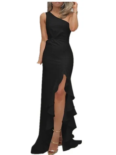 

Sexy B Summer Women Bohemian Maxi Dress Sleeveless Side Slit Loose Flounce Evening Party Long Beach Dress with Pocket Vestidos