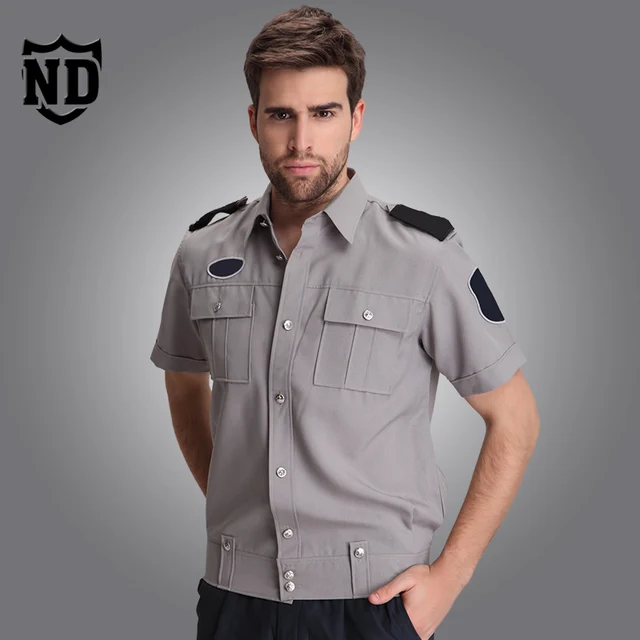 S 3XL Security Uniform Shirts Male Short Sleeve Corporate Uniforms Workwear British Professional 