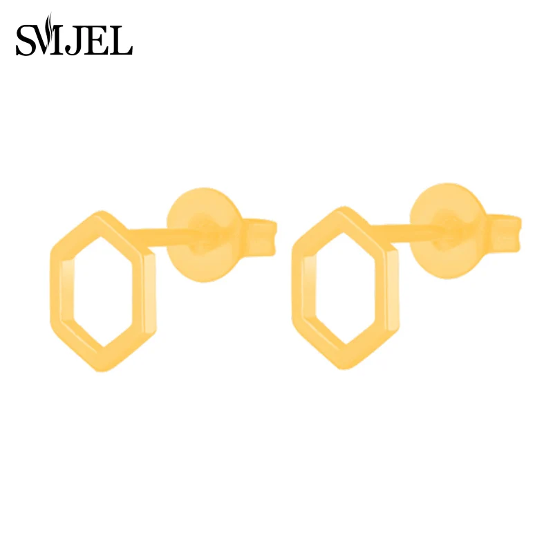 SMJEL крошечные серьги из нержавеющей стали, женские черные полые треугольные серьги-гвоздики для женщин, новые панковские геометрические сережки oorbellen - Окраска металла: GED023