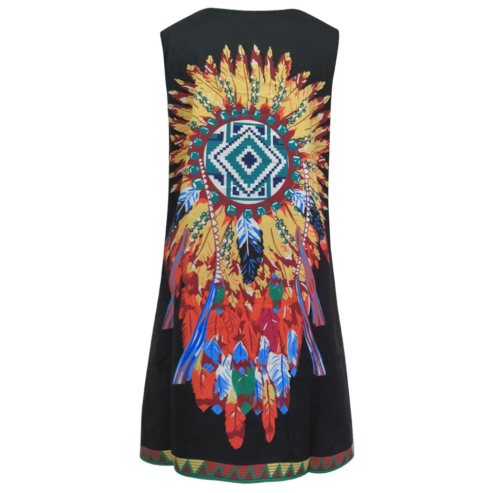 2019 woman summer sleeveless print beach dress cotton casual mini beach dress long Quick drying beach dress plus size 40J3 (4)