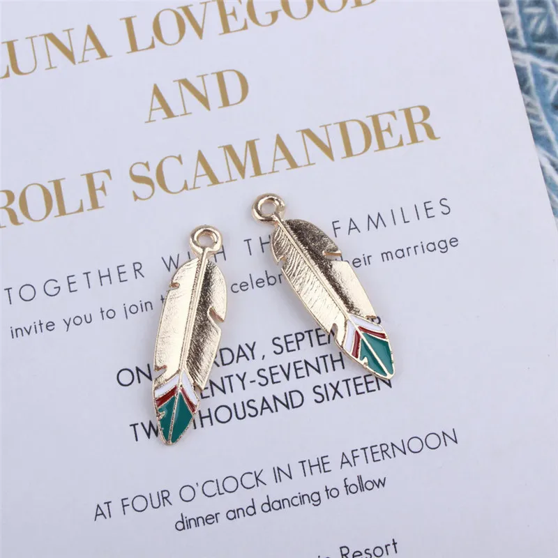 

5Pcs DIY Indian Feather Pendent Charm for Jewelry Making Enamel Floating Charms Handmade Earrings Jewelry & Accessories C92