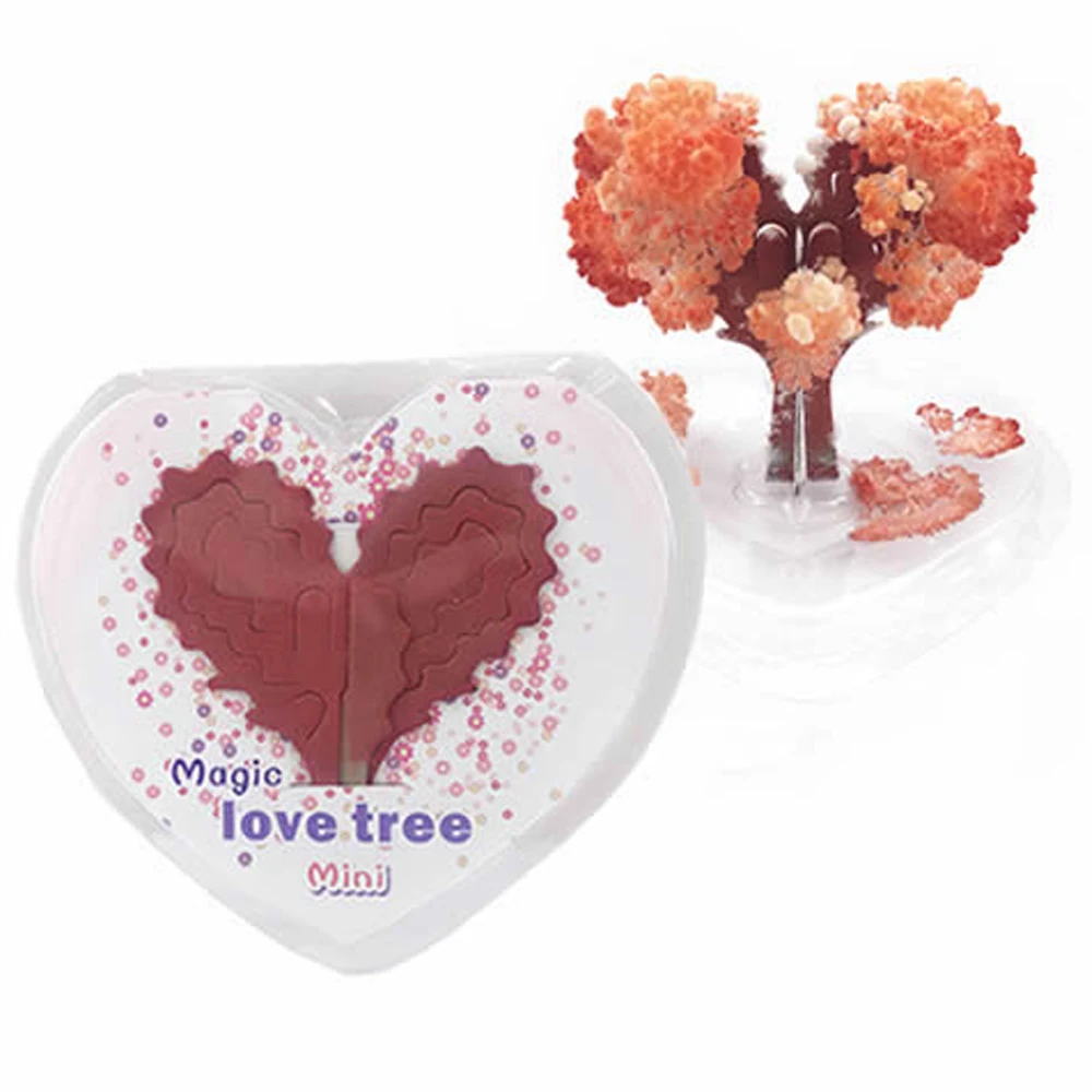 

2019 75mm H Red Visual Magic Growing Paper Love Tree Magical Loving Heart Christmas Trees Kids Science Toys For Children Novelty