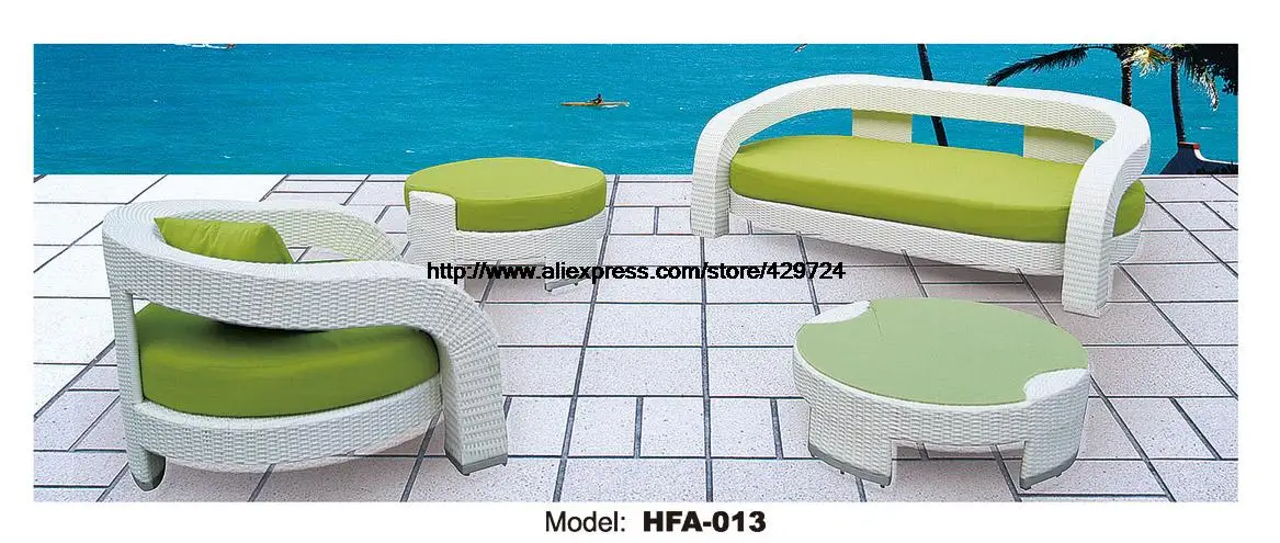 

Outdoor Patio Sofa Garden Ratten Furniture Sofa Elegant Green Table Ottoman Rattan Sofa Set Garden Outdoor Wicker Furniture Set
