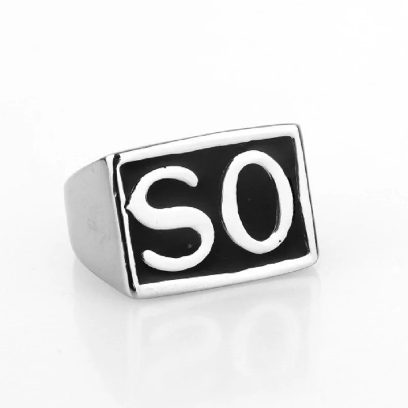 New 2Pcs fashion stainless steel men's rings Size US7-15