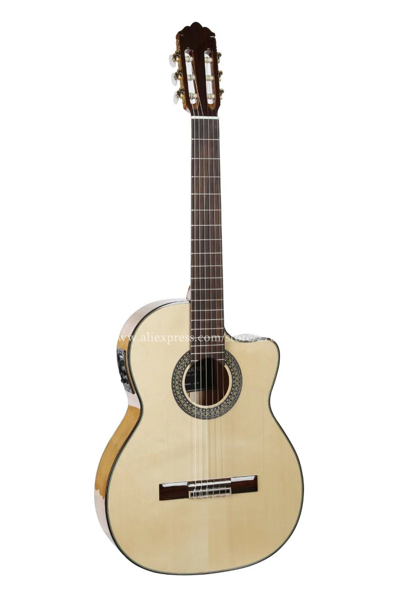 2018 New arrival Flagship Handmade 39 Electric Acoustic Flamenco guitar With Solid Spruce/Aguadze Body,Electric Classical guitar