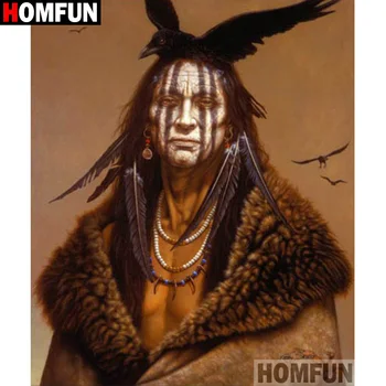 

HOMFUN Diamond Painting Cross Stitch Pattern 5D Diamond Embroidery "Feather man" Home Decor DIY diamond Art A19511