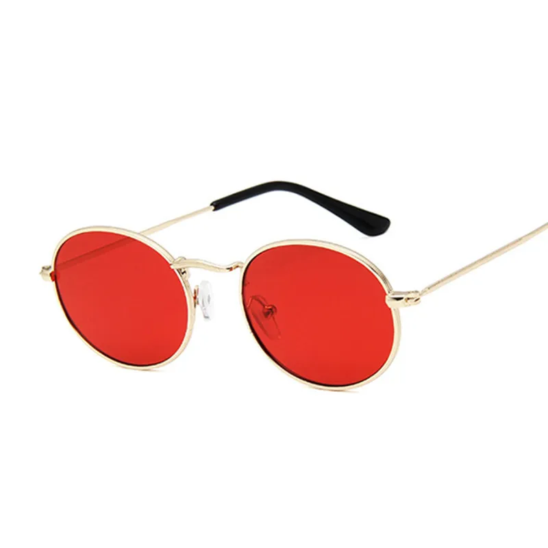Ретро круглые розовые солнцезащитные очки для женщин, фирменный дизайн, солнцезащитные очки для женщин, сплав, зеркальные женские очки коричневого цвета