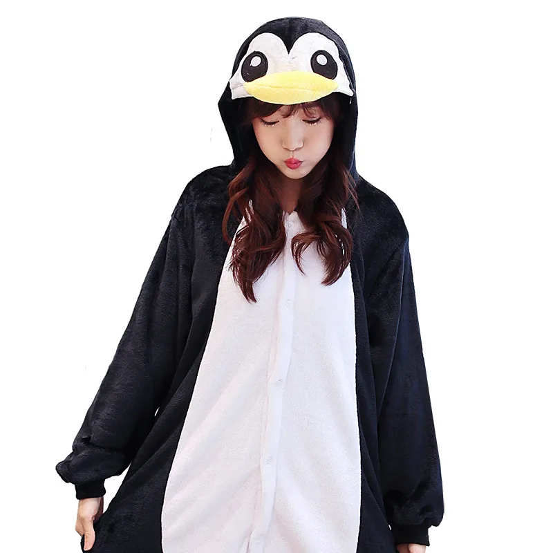 

New Adult Child Flannel Cosplay Costume Penguin Onesie Costumes For Unisex Create Dance Fancy Pajama Halloween Party