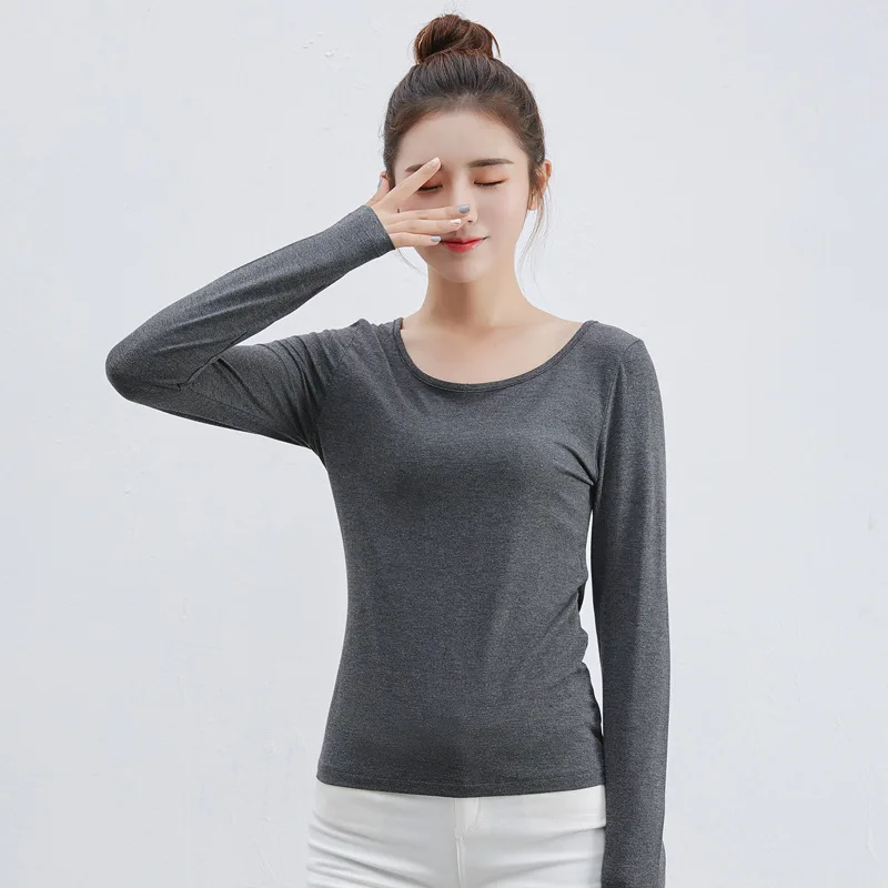 

Women Basic T shirt Underwear Long Sleeve Modal Tops White Tshirts Treetwear Sexy Tops Soft Tops Female Clothes 2018 Fashion New