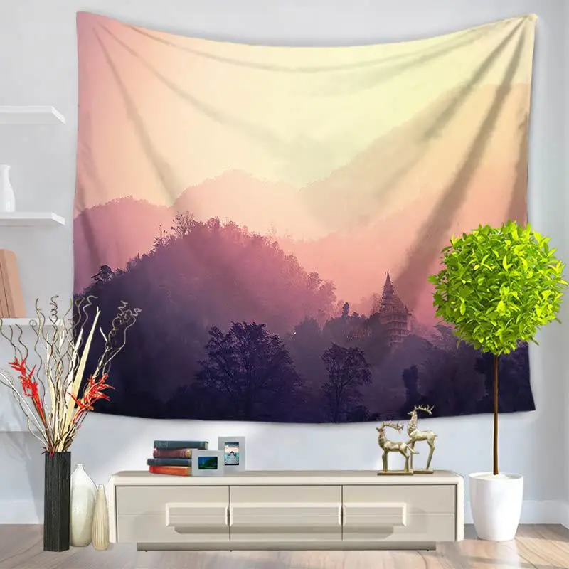 

Home Decorative Wall Hanging Carpet Tapestry Rectangle Bedspread Nature Scenic Tree Dandelion Flower Photo Pattern GT1037
