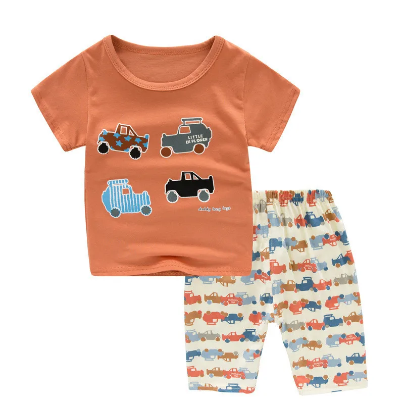 Летние комплекты одежды для сна для маленьких мальчиков и девочек; детские пижамы с короткими рукавами; пижамы для девочек с героями мультфильмов; комплект одежды для детей