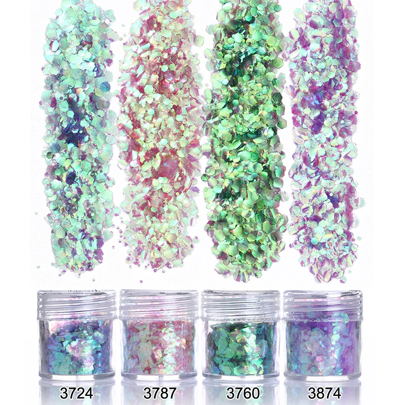 

1 Set Gradient Colorful Nail Sequins Glitter Powder Sets Tips Paillette Flakies Dust DIY 3D Nail Art Decoration Kit 10ml