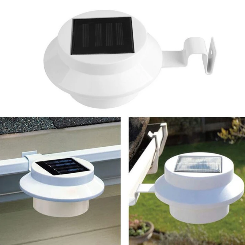 

Solar Power Outdoor Garden 3 LED Light Gutter Fence Wall With Bracket Waterproof Drop ShiP