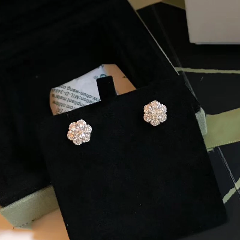 

Brand Pure 925 Sterling Silver Jewelry For Women Lotus Flower Earrings Flower Stud Earrings Sakura Wedding Party Silver Jewelry