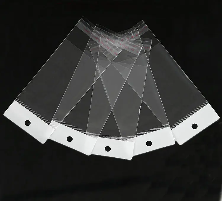 

1000pcs/lot 6 size Clear Self Adhesive Seal Plastic Retail package OPP Poly Bags Hang Hole Storage Packaging Bag