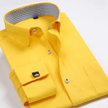 Брендовая Высококачественная Новинка модные французские запонки для рубашки мужские Рубашки приталенные с длинным рукавом Хлопок 4XL 10 цветов