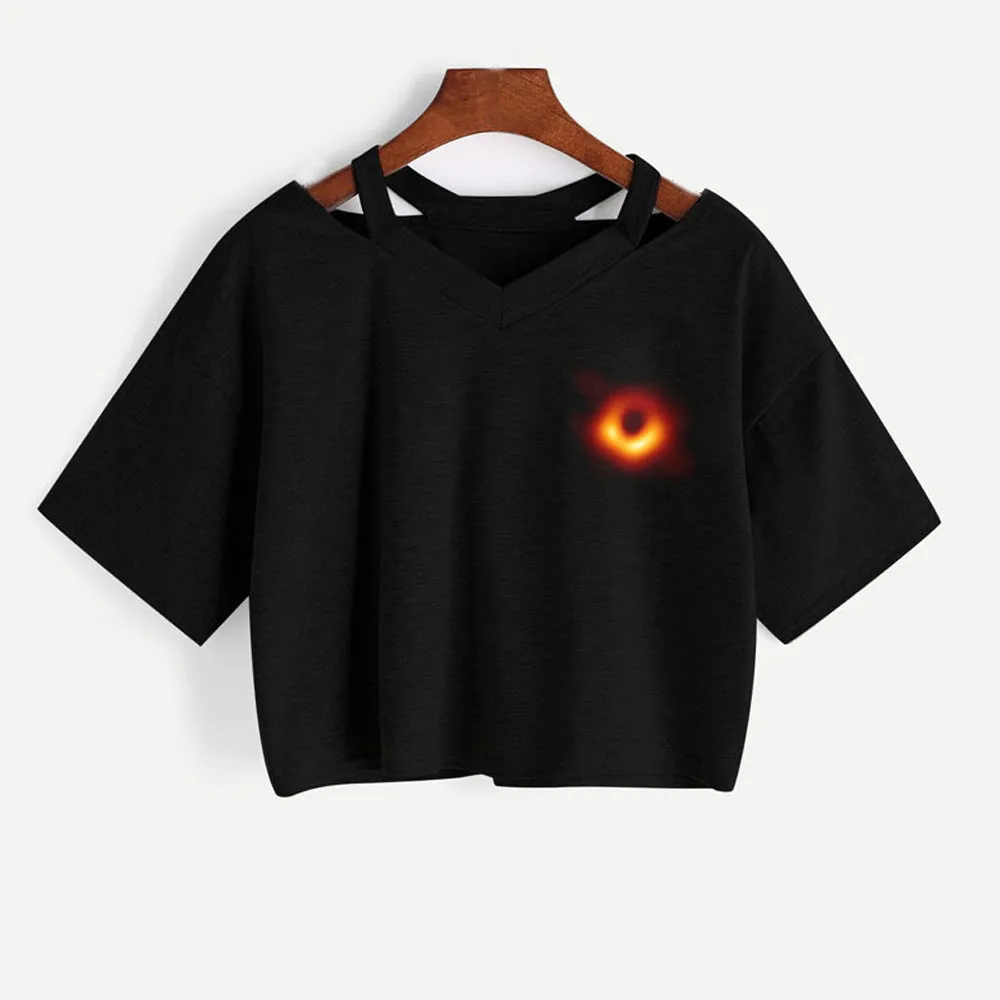 

SAGACE black hole tshirt women Summer Women tshirt Casual short sleeve Planet Printed Short Sleeve Top Crop T Shirt Femme Top