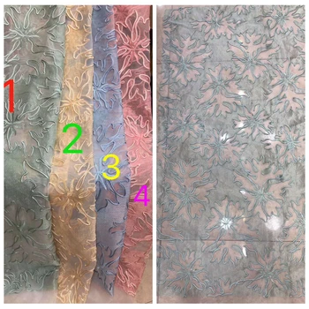

LASUI New good quality 4 color cord organza lace fabric embroidery Big leaf Fashion fabric Dress, Full dress, skirt O0042