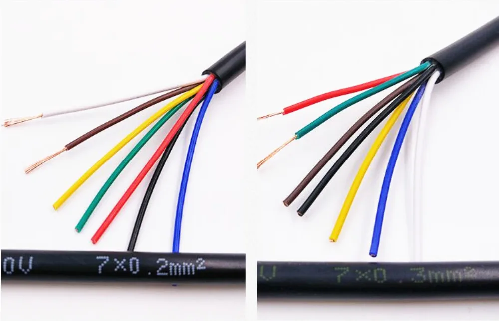 22 AWG 0.3MM2 RVV 2/3/4/5/6/7/8/10/12/14/16/18 ядер шпильки Медный провод электрический кабель RVV черного цвета