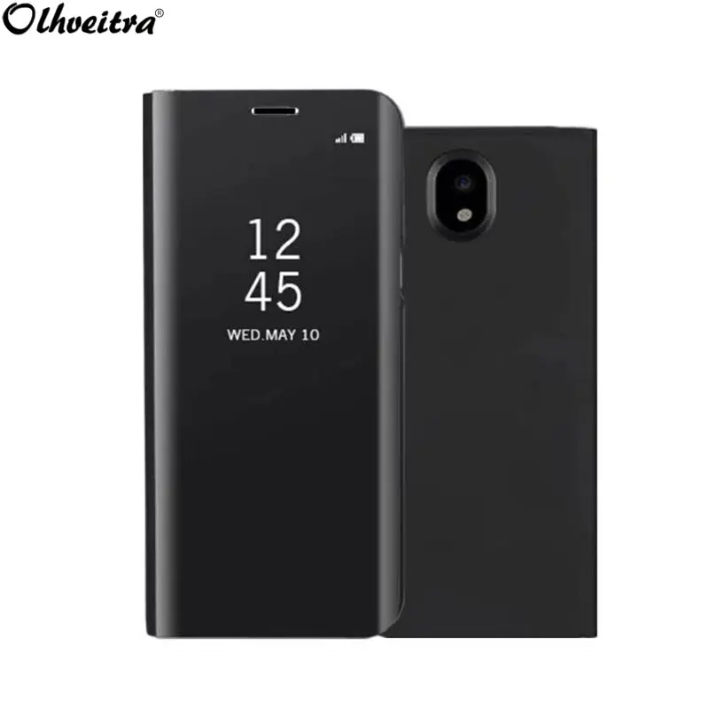 

Mirror Screen Cover For Samsung J5 2017 Eurasian Version Case Plating Protective Clear View Flip Stand Case For Samsung J530