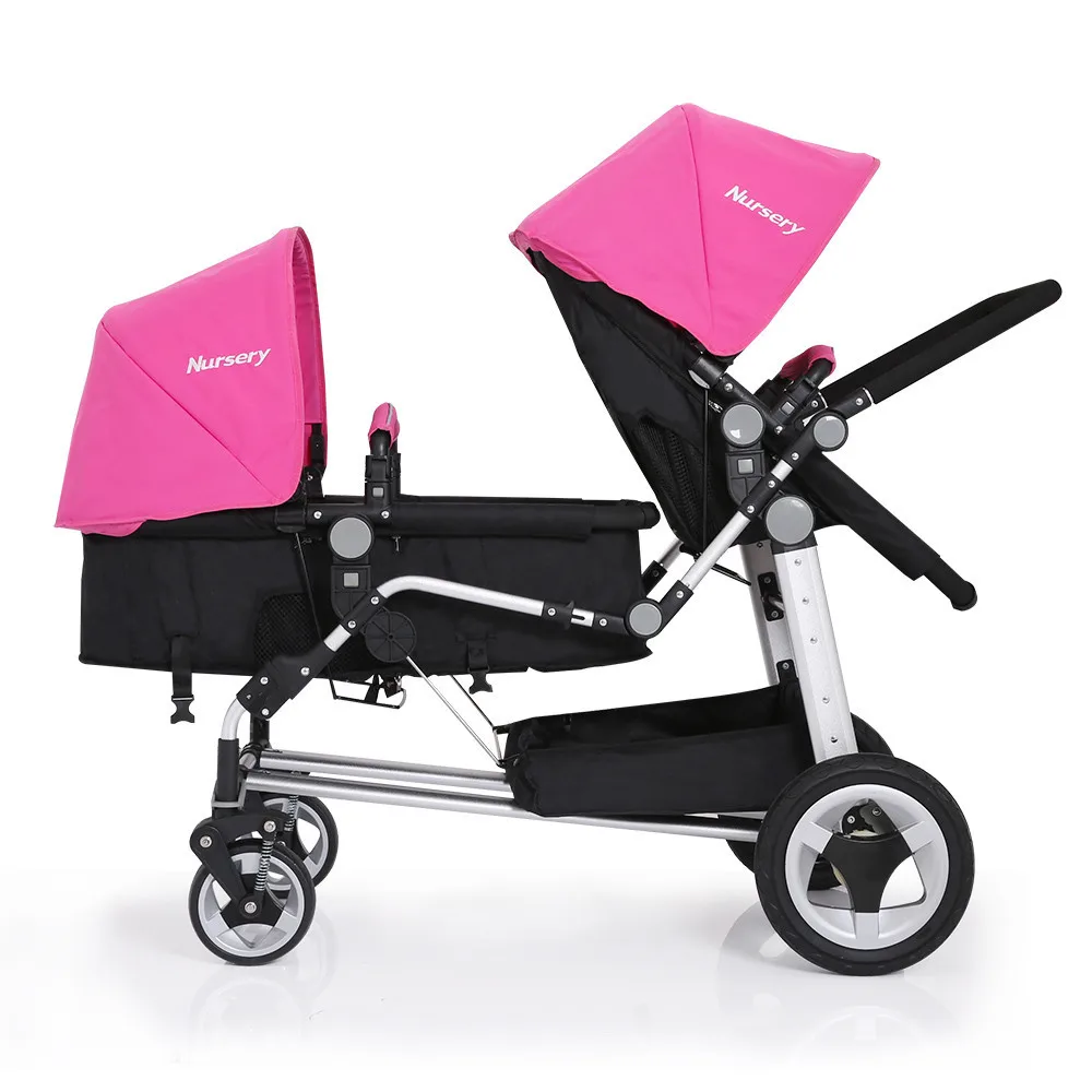 pink twin stroller